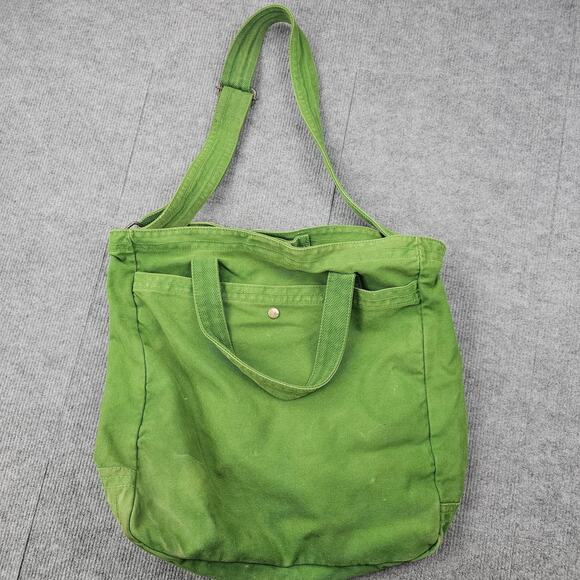 Vintage GAP Tote Bag Y2K Green Canvas Shoulder Crossbody Adjustable Carryall - Picture 5 of 9